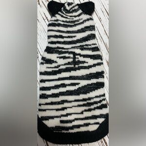 Zebra Striped Knit Dog Sweater with hood
Sm